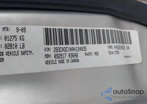 2010 Dodge Charger Sxt from USA, damaged, VIN 2B3CA3CVXAH124035